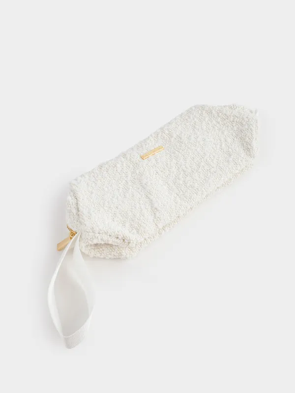 Косметичка, 20x7 см, с ручкой, букле, молочная, Boucle beauty, image-4