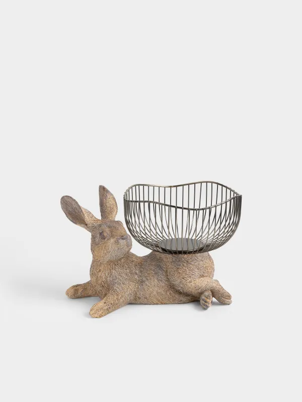 Корзина для фруктов, 31х20 см, металл/полирезин, бежевая/бронзовая, Кролик, Rustic Easter, image-0