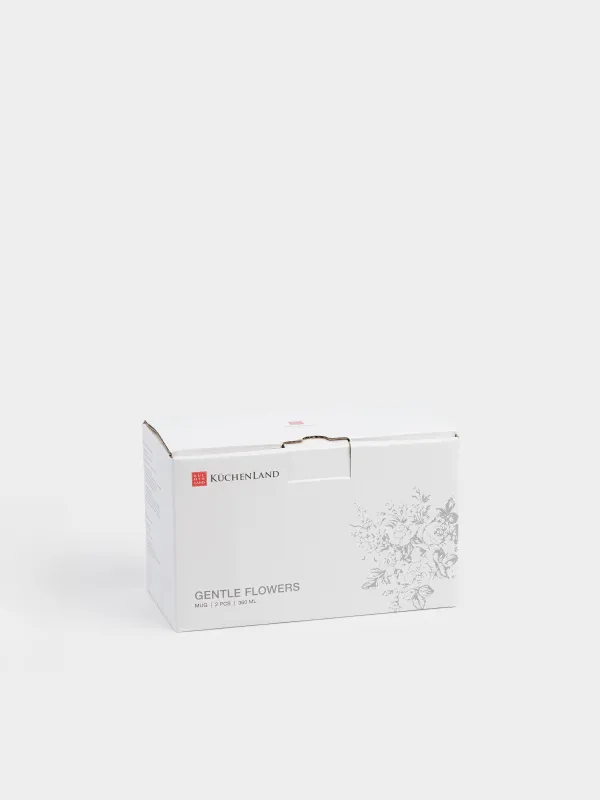 Саптыаяқ, 360 мл, 2 дана, фарфор Р, ақ, Сұр гүлдер, Gentle flowers, image-5