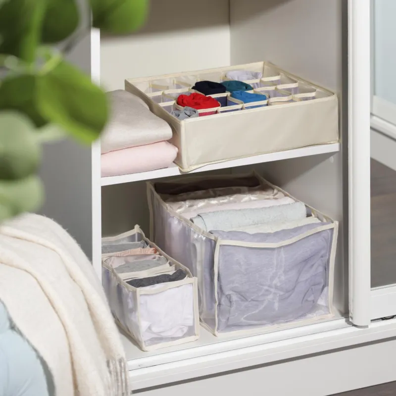 Жәшіктерге арналған ұйымдастырушы-бөлгіш, 36х25 см, 7 бөлім, тоқыма, сарғылт, Pedant light, image-3