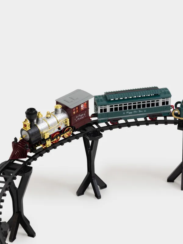 Ойыншық теміржол, L, музыкалық, жарықтандырылған/түтіні бар, тұғырда, пластик, Game rail, image-1