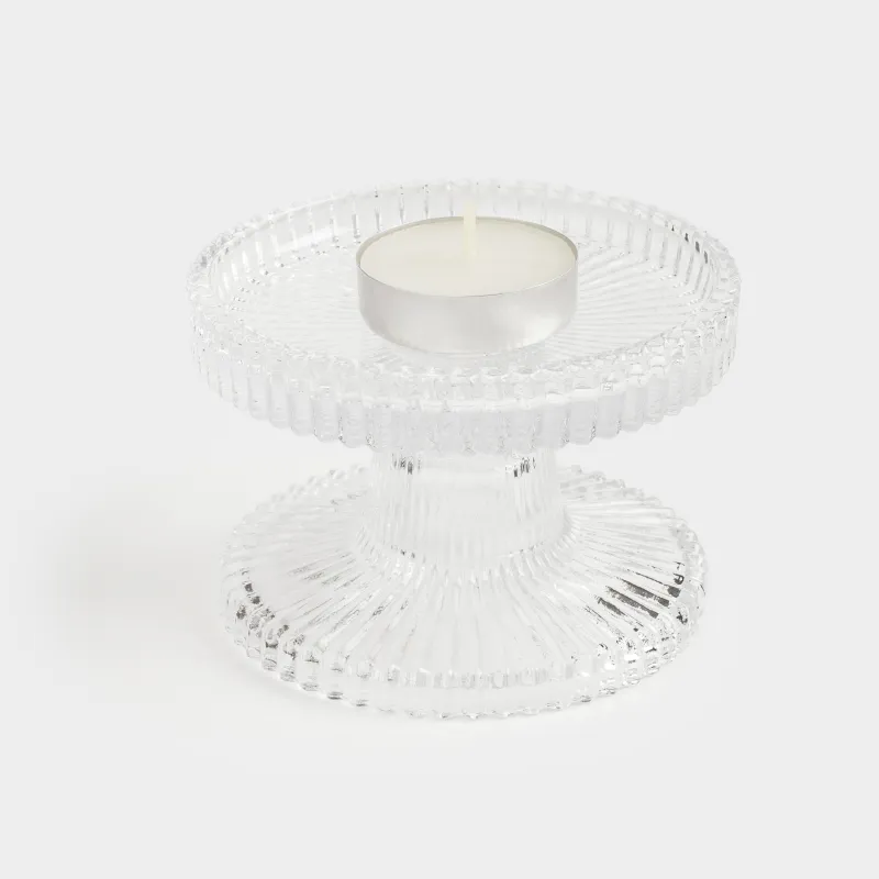 Шам ұстағыш, 9 см, жіңішке/цилиндрлік шамға арналған, аяқты, шыны, Ribedic, image-4