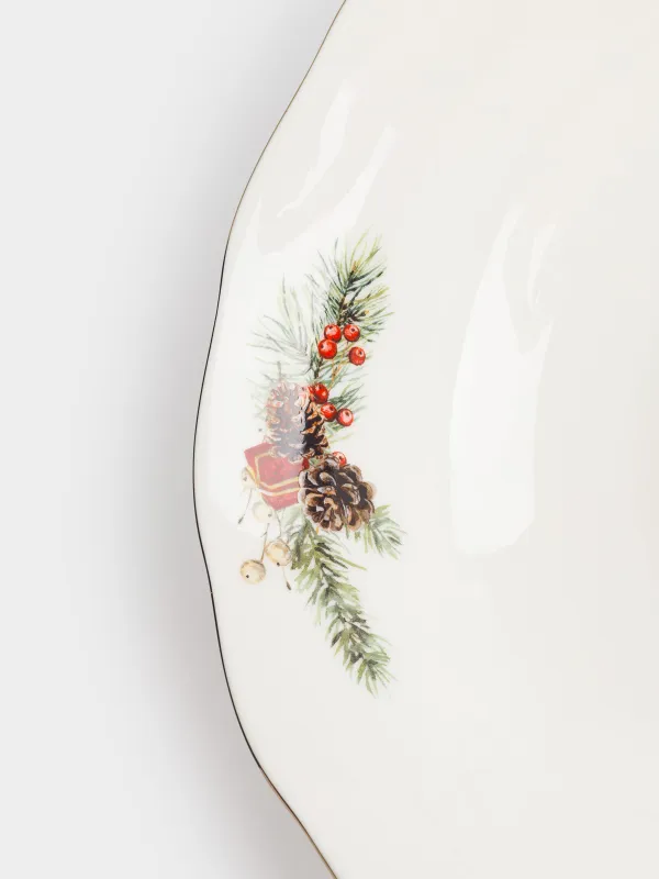 Салатник, 23х6 см, 1,3 л, фарфор F, белый, Лошадка и еловые ветви, Christmas miracle classic, image-2