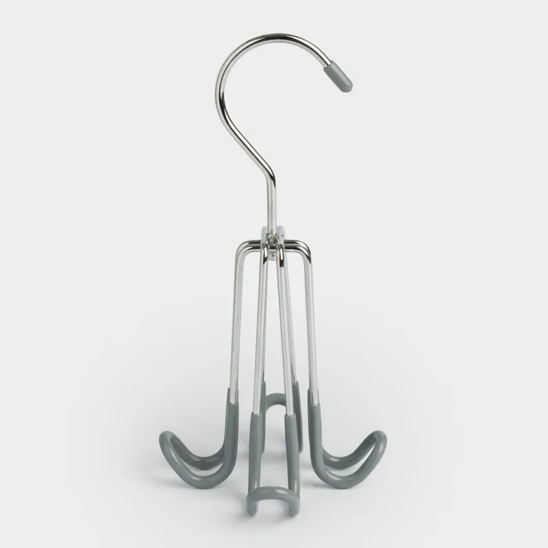 Вешалка для ремней, 18 см, 4 крюка, не вращающаяся, металл с покрытием, серая, Colorful house, image-1