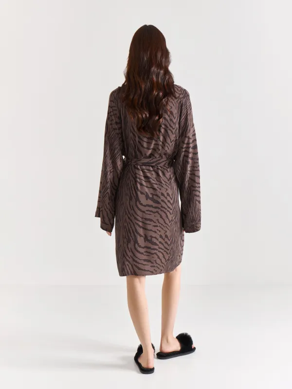 Әйелдерге арналған кимоно, үйге арналған, өлшемі S, вискоза, ақ-қара, Zefina, image-5