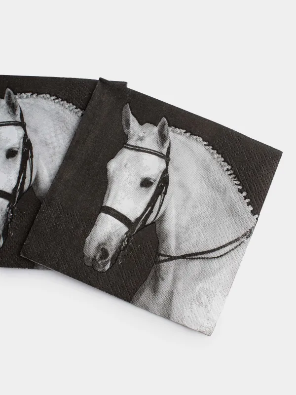 Қағаз майлықтар, 21х21 см, 20 дана, төртбұрышты, қара, Алтын жылқы, Horse sketch, image-3