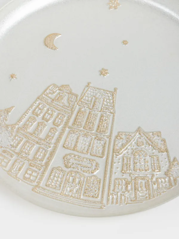 Ыдыс, 21х2 см, шыны, сүт түстес/шампан, Үйлер, Houses pattern, image-2