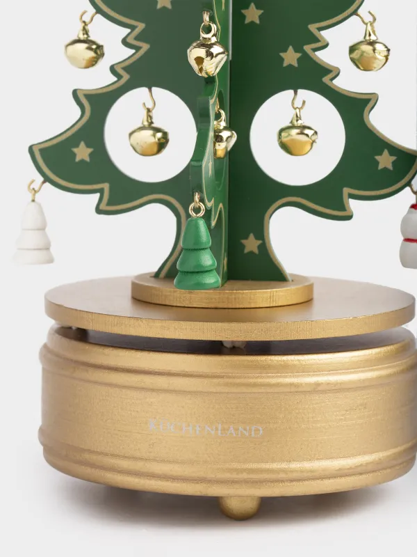 Ммүсінше, музыкалық, 20 см, салпыншағы бар, бұралатын, МДФ, жасыл, Шырша, Christmas style, image-1