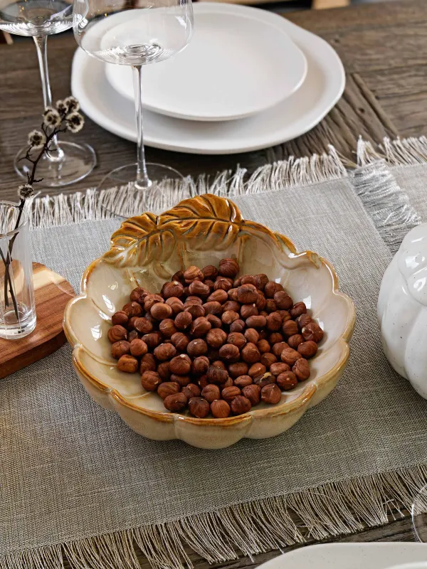 Терең ыдыс, 23х6 см, керамика, сүтті-қоңыр, Жапырақтары бар асқабақ, Pumpkin velir, image-6