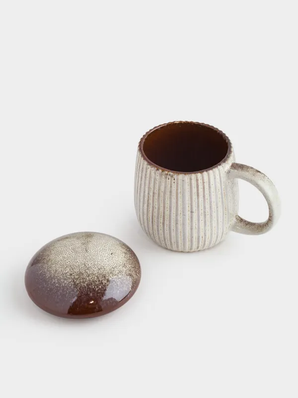 Саптыаяқ, 430 мл, қақпағы бар, фарфор Р, сүтті-қоңыр, Саңырауқұлақ, Colors autumn, image-4