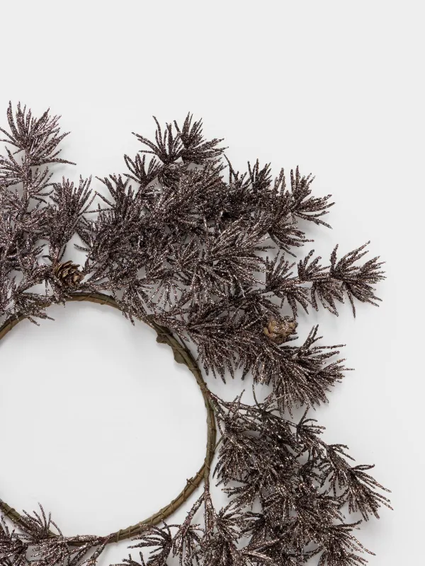 Венок рождественский, 18/37 см, ПВХ/бумага, Бронзовая хвоя с шишками, Bronze decor, image-2