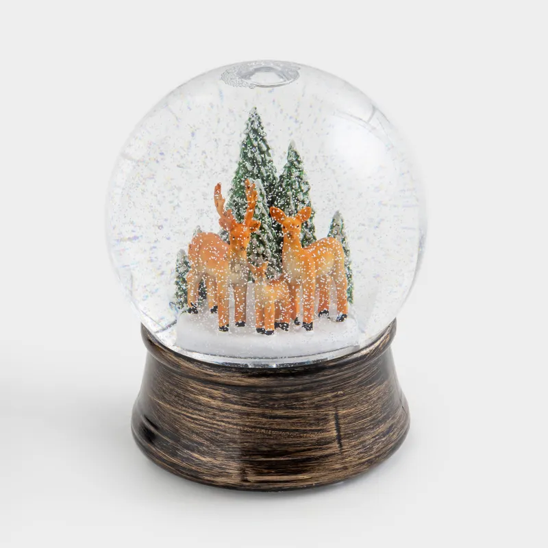 Қар шамы, 15 см, жарықтандырылған, пластик, қола, Ормандағы бұғы, Bronze style