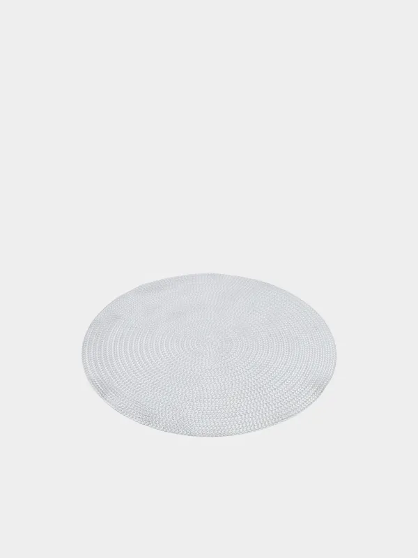 Салфетка под приборы, 38 см, ПВХ, круглая, серебристая, Azhur, image-1