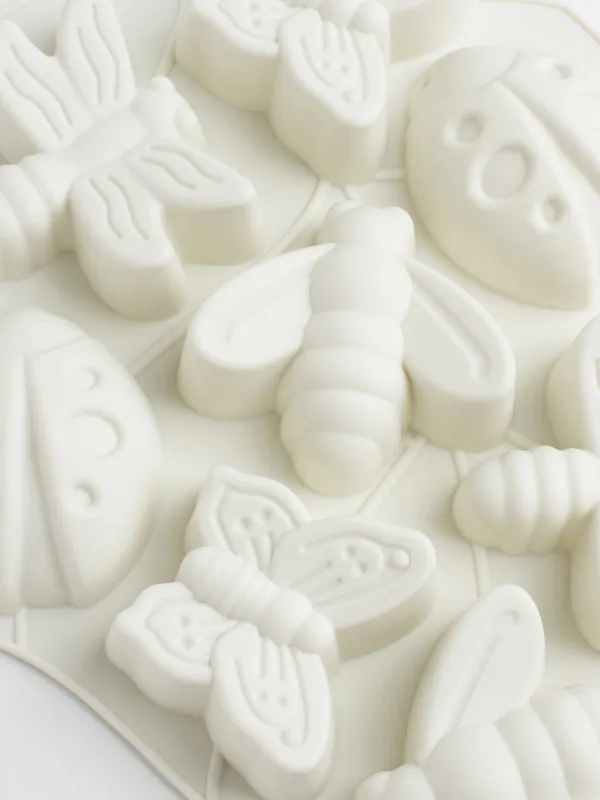 Форма для выпечки кексов, 28х21 см, 8 отд, силикон, молочная, Пчелы/Бабочки, Honey, image-3