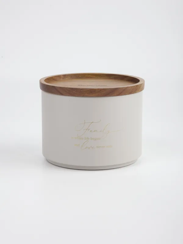 Сусымалы өнімдерге арналған құты, 850 мл, металл/ағаш, сүт түстес, Ritlen, image-0