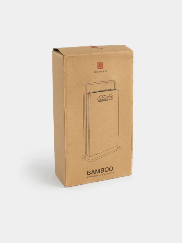 Кесу тақтасы,, 22х14 см, 4 дана, тұғырда, бамбук/болат, тікбұрышты, Bamboo, image-9