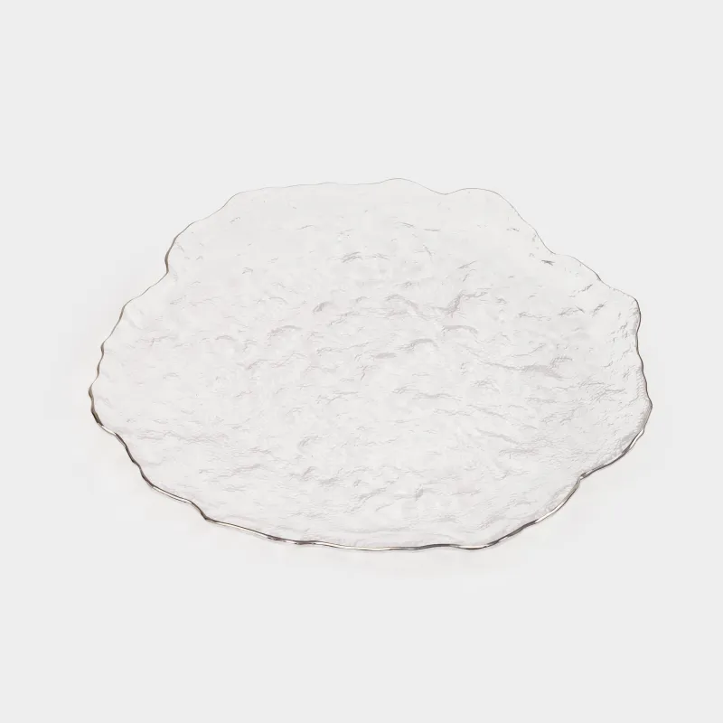 Ыдыс, 30 см, шыны, күміс жиектері бар, Nautilus silver, image-1