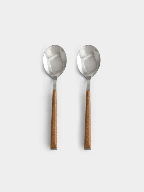 Ас қасық, 2 дана, болат / пластик, қоңыр, Prague, image-0