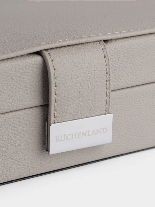 Шкатулка для украшений, 20х15 см, с зеркалом, дерево/искусственная кожа, серая, Premiere one, image-4