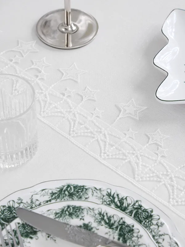 Үстел төсеніші, 40х160 см, шілтерлі, полиэстер, ақ, Жұлдыздар, Stars framed, image-4