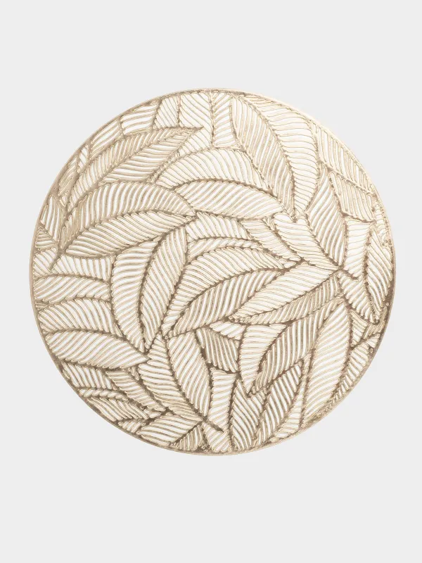 Аспаптарға арналған майлық 38 см, ПВХ, дөңгелек, алтын, Жапырақтар, Azhur Grid, image-0