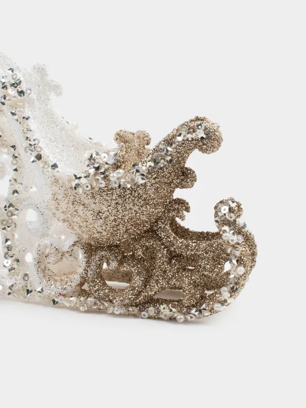 Игрушка елочная, 10 см, пластик, шампань, Сани, Figure sparkle, image-1