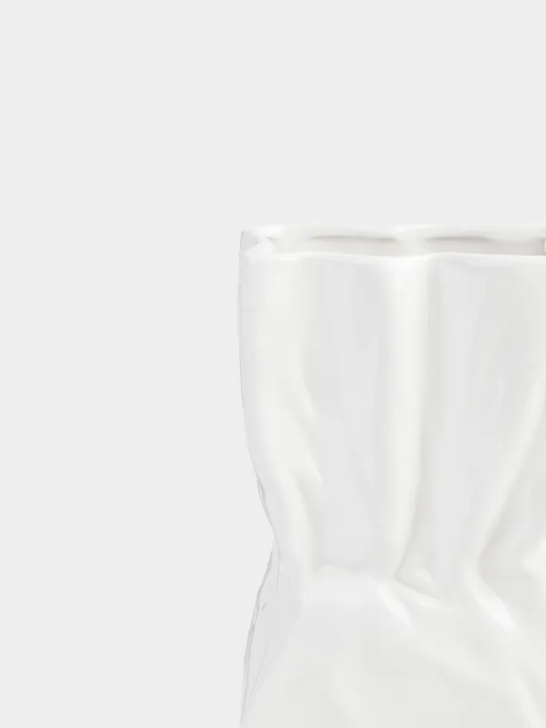 Гүл вазасы, 24 см, керамика, ақ, Crease, Crumple, image-3