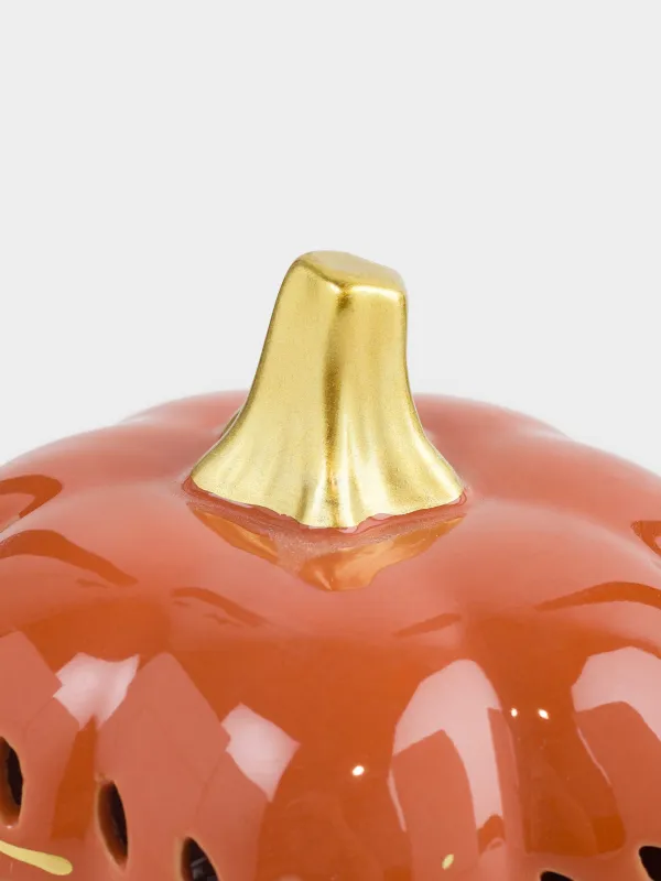 Статуэтка с подсветкой, 9 см, фарфор P, оранжево-золотистая, Тыква, Forest symphony, image-2