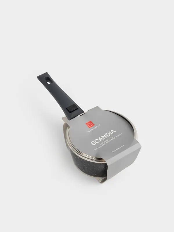 Ковш, 16 см, 1,2 л, с крышкой, съемная ручка, с покрытием, алюминий, черный, Scandia, image-6