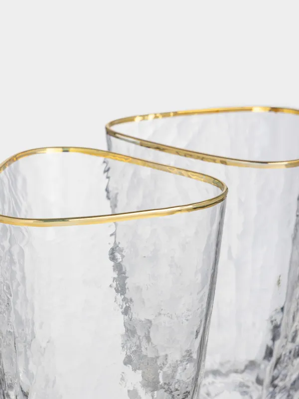 Стақан, 13 см, 400 мл, 2 дана, шыны, алтын жиегі бар, Triangle Gold, image-4
