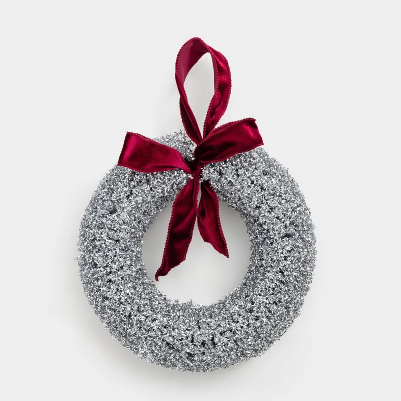 Сәндік гүл шоғы, 30 см, пластик, күміс, Бантик, Frosty sparks