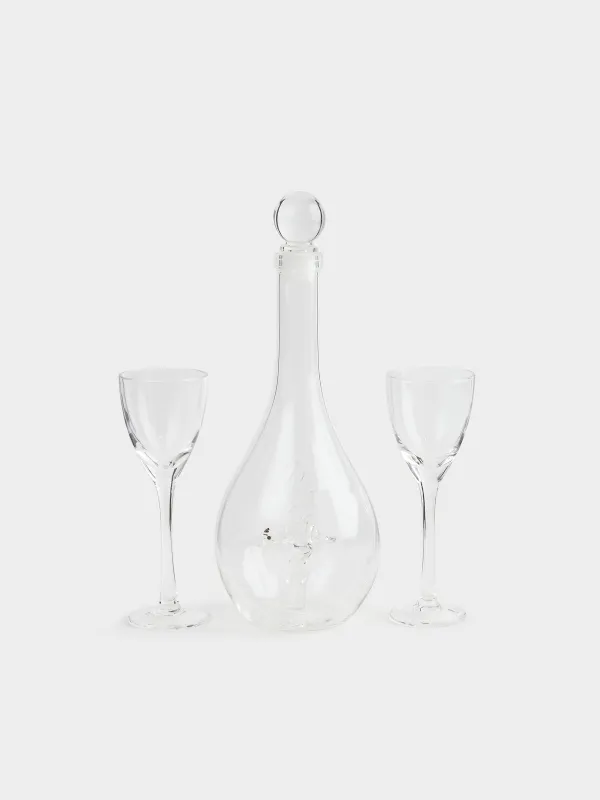 Араққа арналған жиынтық, 2 адам, 3 зат, графин/стақан, шыны, Қыран, Bar, image-0