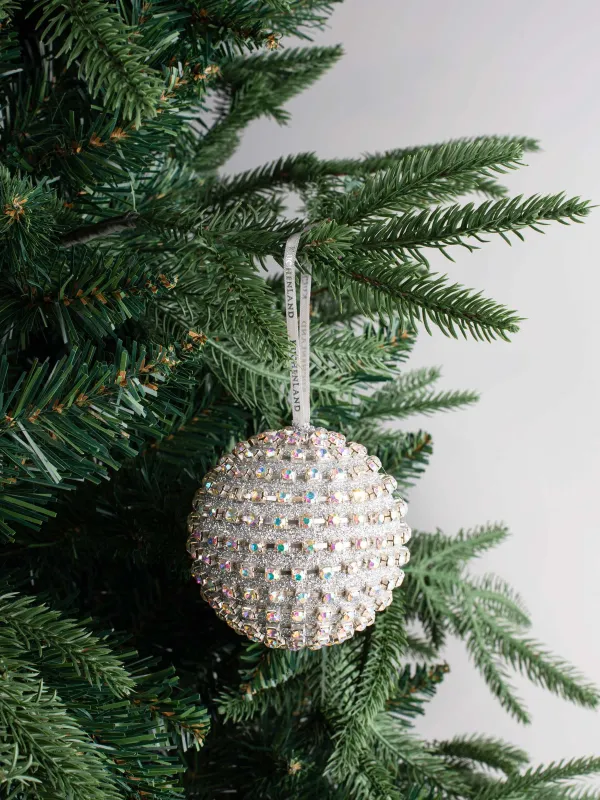 Шырша ойыншығы, 8 см, пластик, күміс, Страздары бар шар, Ball sparkle, image-3