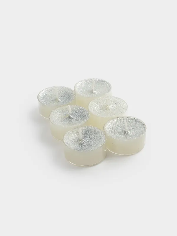 Свеча чайная, 4 см, 6 шт, с блестками, Metallic glow, image-2