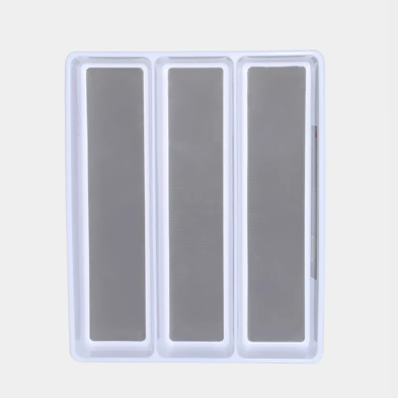 Ас үй ыдыстарына арналған науа, 40х33 см, 3 отд, пластик/каучук, ақ-сұр, Non-slip