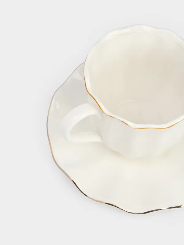 Пара чайная, 350 мл, Волнистый край, Crumple gold, image-4