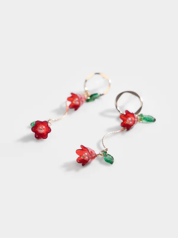 Пусет сырғалары, 7 см, 2 дана, металл/пластик, алтын түстес, Гүлдер, Jewelry flower, image-3