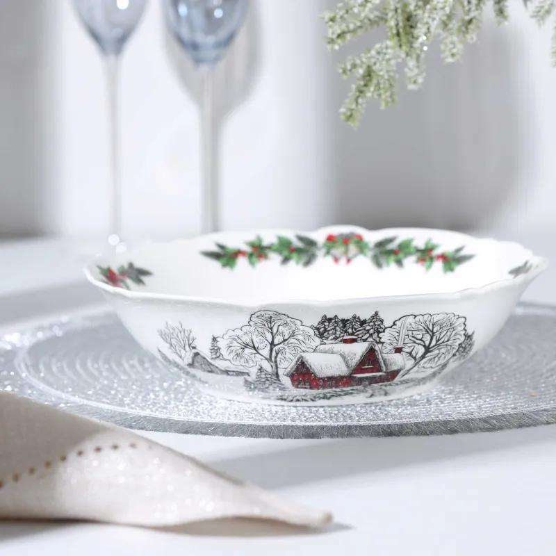 Салатник, 23х6 см, фарфор N, белый, Дом в лесу, Forest house, image-4
