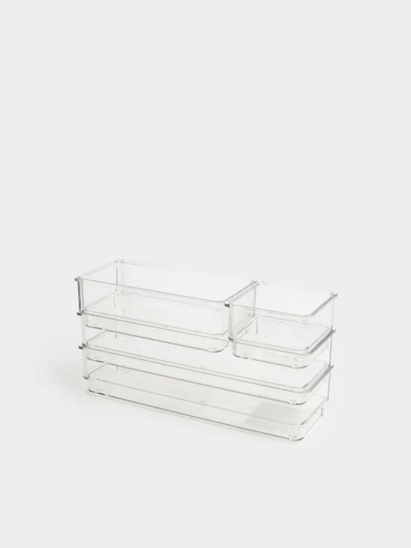 Набор ящиков-органайзеров, 4 шт, пластик, Basic, image-1