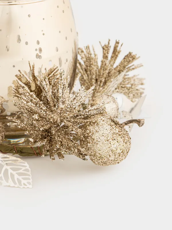 Шам ұстағыш, 15х10 см, шай шамына арналған, шамы бар, шампан, Алма, Apple garden, image-3