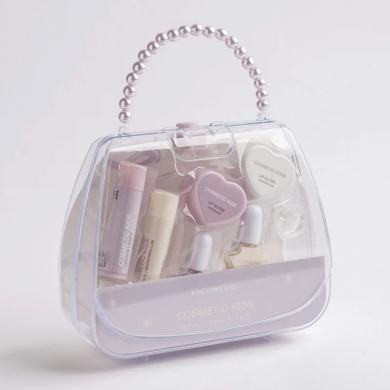 Набор косметики, детский, 15x6 см, 7 пр, пластик, Сумочка с лавандовой ручкой, Cosmetic kids, image-1