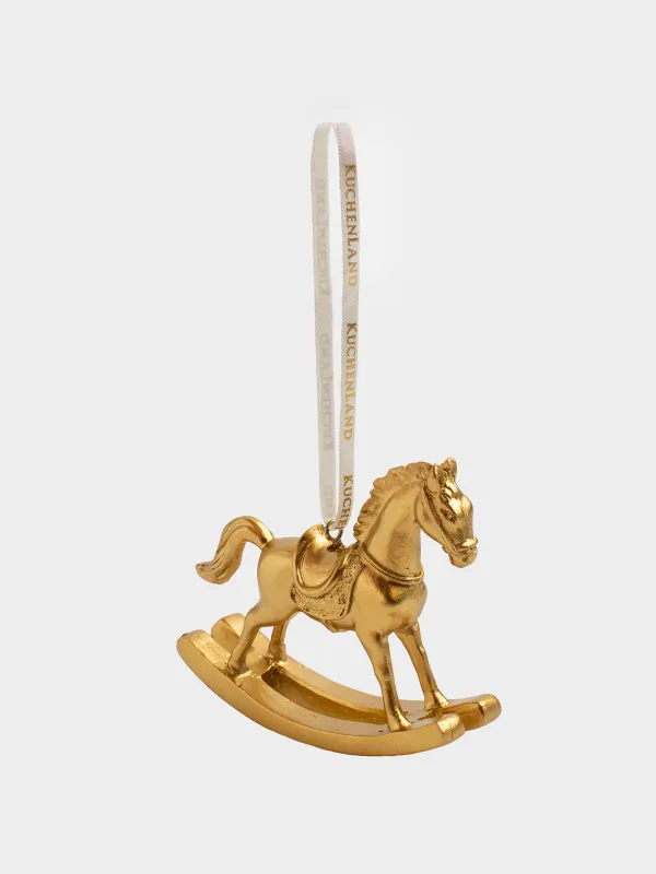 Шырша ойыншығы, 8 см, полирезин, алтын, Тербелетін ат, Figure christmas, image-3