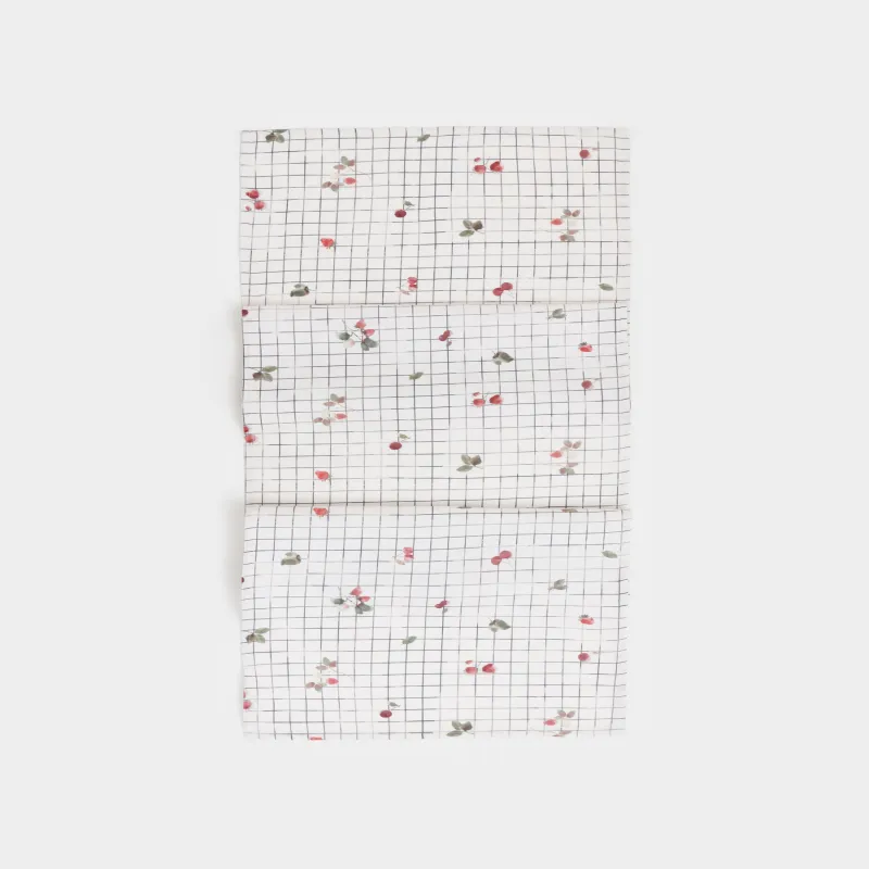 Дорожка настольная, 40х160 см, Ягоды на клетке, Checked berry, image-1