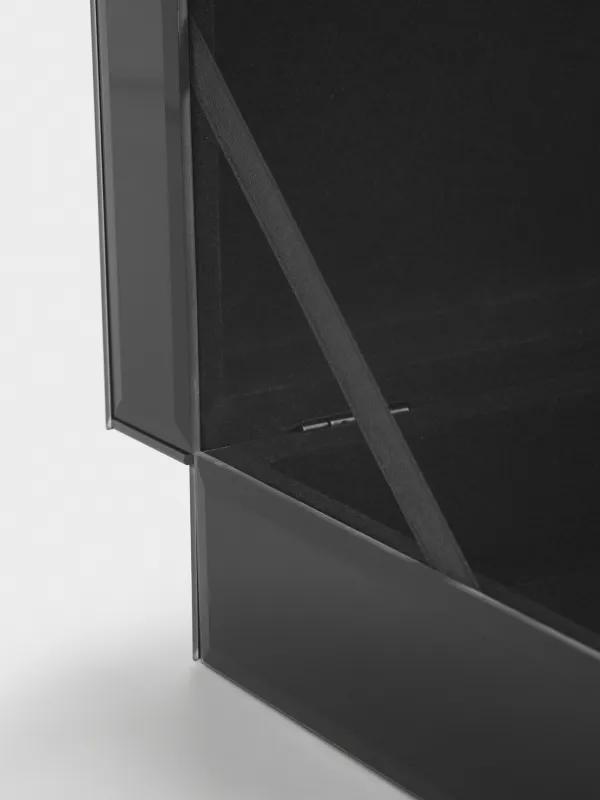 Зергерлік қорап, 18х14 см, шыны/металл, айна, қара, Glossy black, image-3