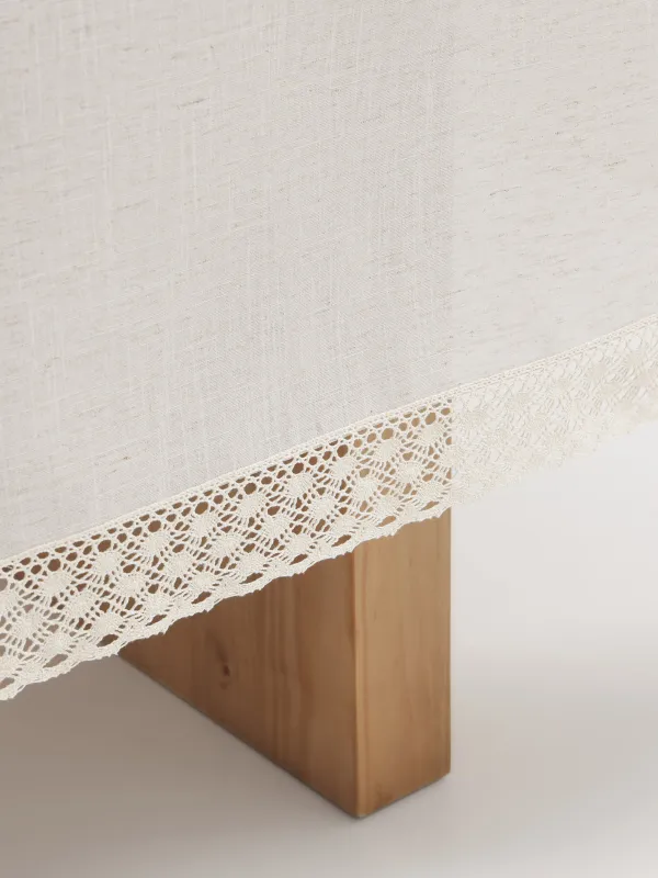 Скатерть, 170х250 см, с кружевом, Natural framed, image-5