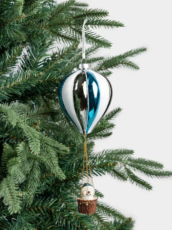 Шырша ойыншығы, 25 см, шыны, көк және ақ, Шар ішіндегі аққала, Figure christmas, image-4