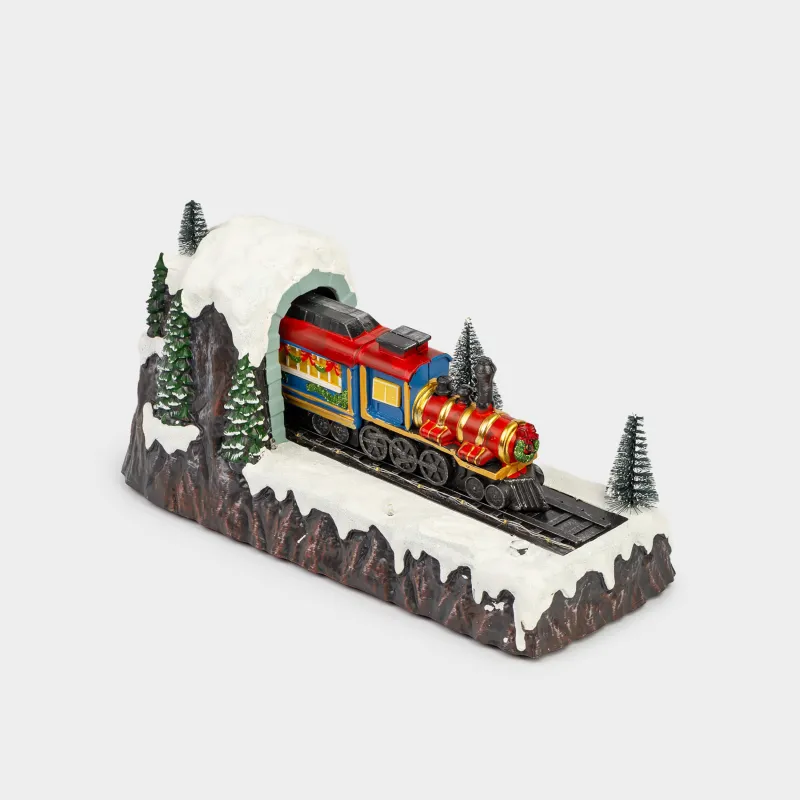 Статуэтка, 39х17 см, с подсветкой, анимированная, полирезин, Поезд, Christmas style