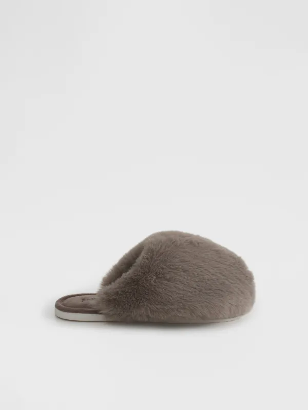 Әйелдерге тәпішкелері, үйге арналған, өлшемі 36-37, жасанды үлбір/барқыт, қоңыр, Bushy, image-0