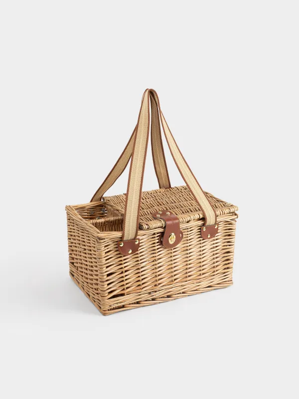 Пикник себеті, 40х30 см, 2 адам, 12 зат, бөтелке бөлімі бар, жүзім сабағы, қоңыр, Picnic, image-7