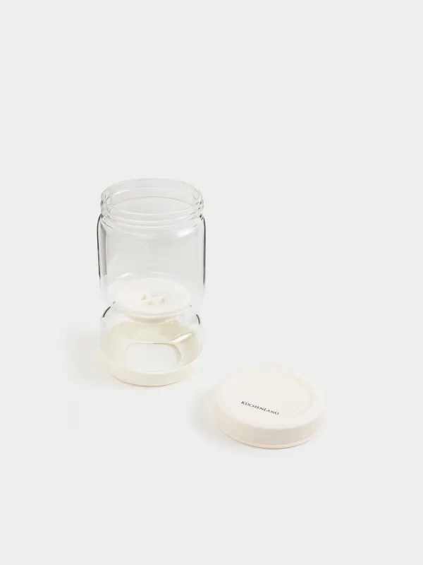 Маринадталған тағамдарға арналған құты, 300/600 мл, қос шыны/силикон, сарғылт-қоңыр, Laneri, image-3